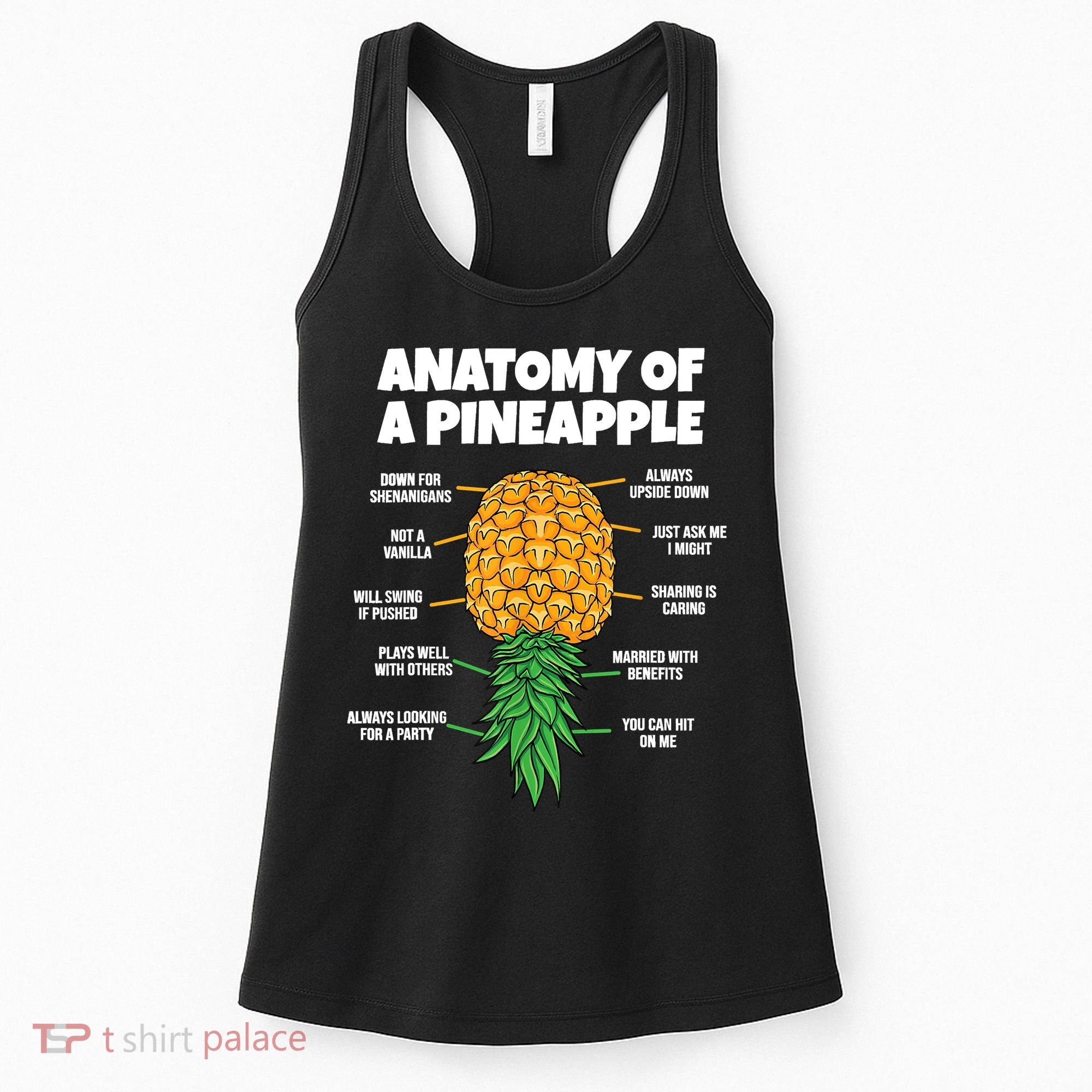 Anatomy Of A Pineapple Swinger Funny Upside Down Pineapple Women's Tank Top