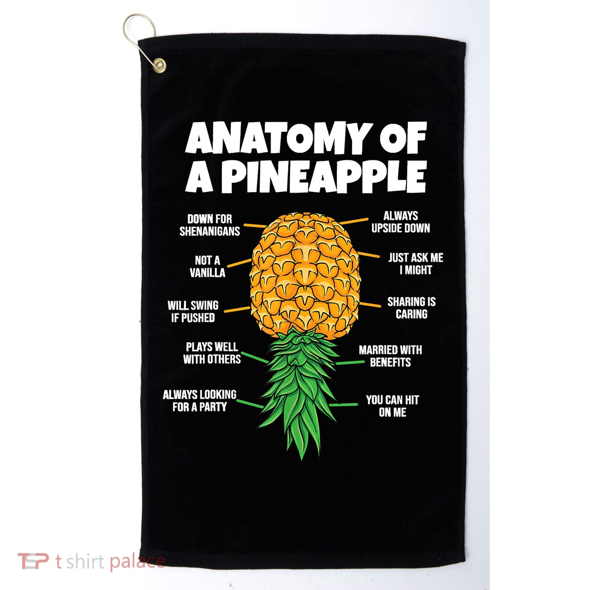 Anatomy Of A Pineapple Swinger Funny Upside Down Pineapple Golf Towel