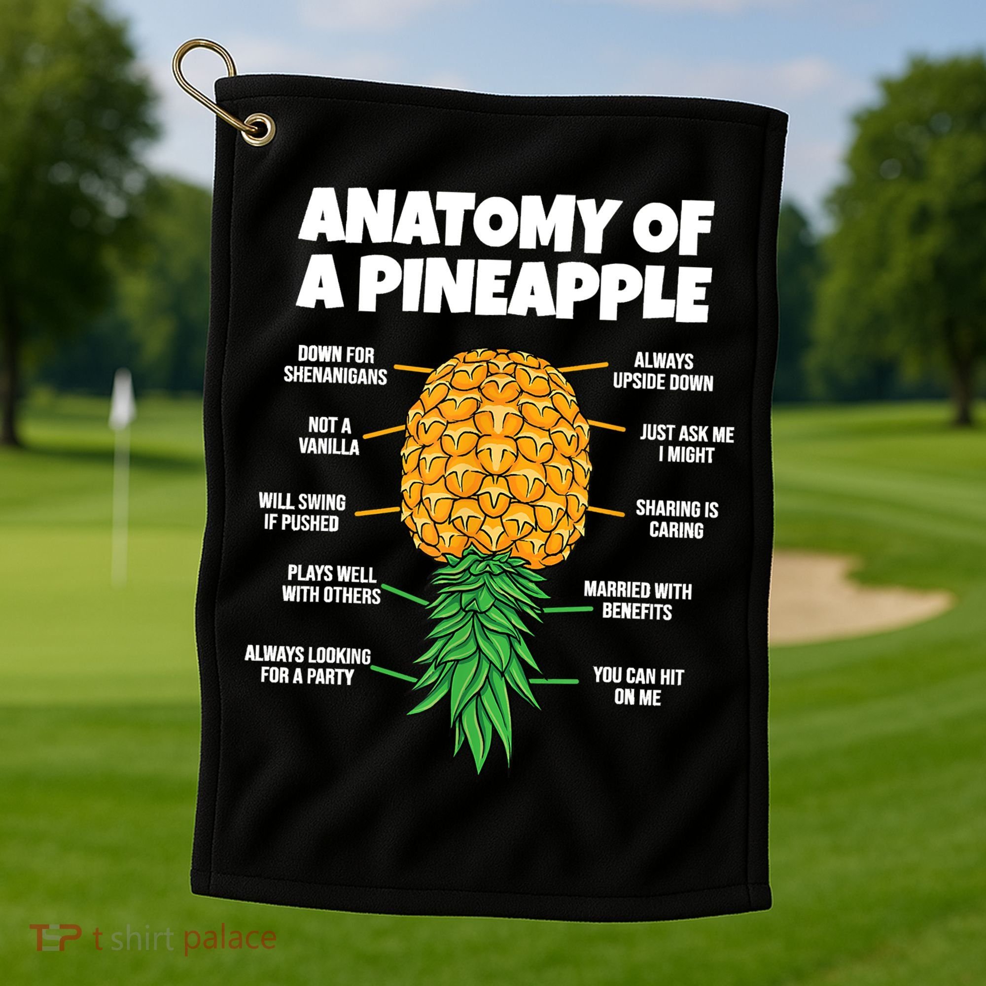 Anatomy Of A Pineapple Swinger Funny Upside Down Pineapple Golf Towel