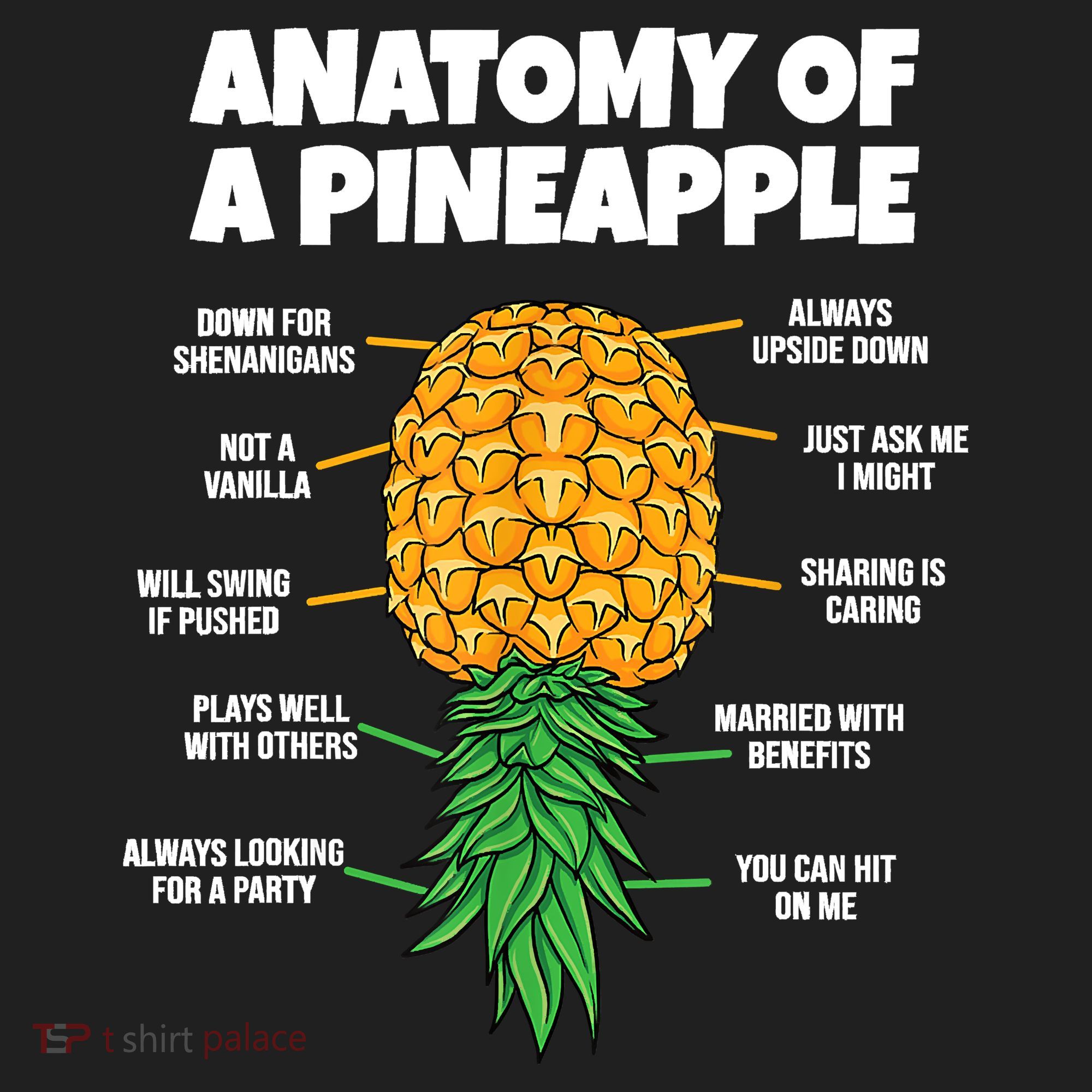 Anatomy Of A Pineapple Swinger Funny Upside Down Pineapple Golf Towel