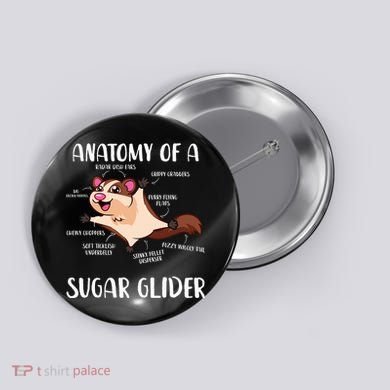 Anatomy Of A Sugar Glider Funny Cute Sugar Glider Gift Button