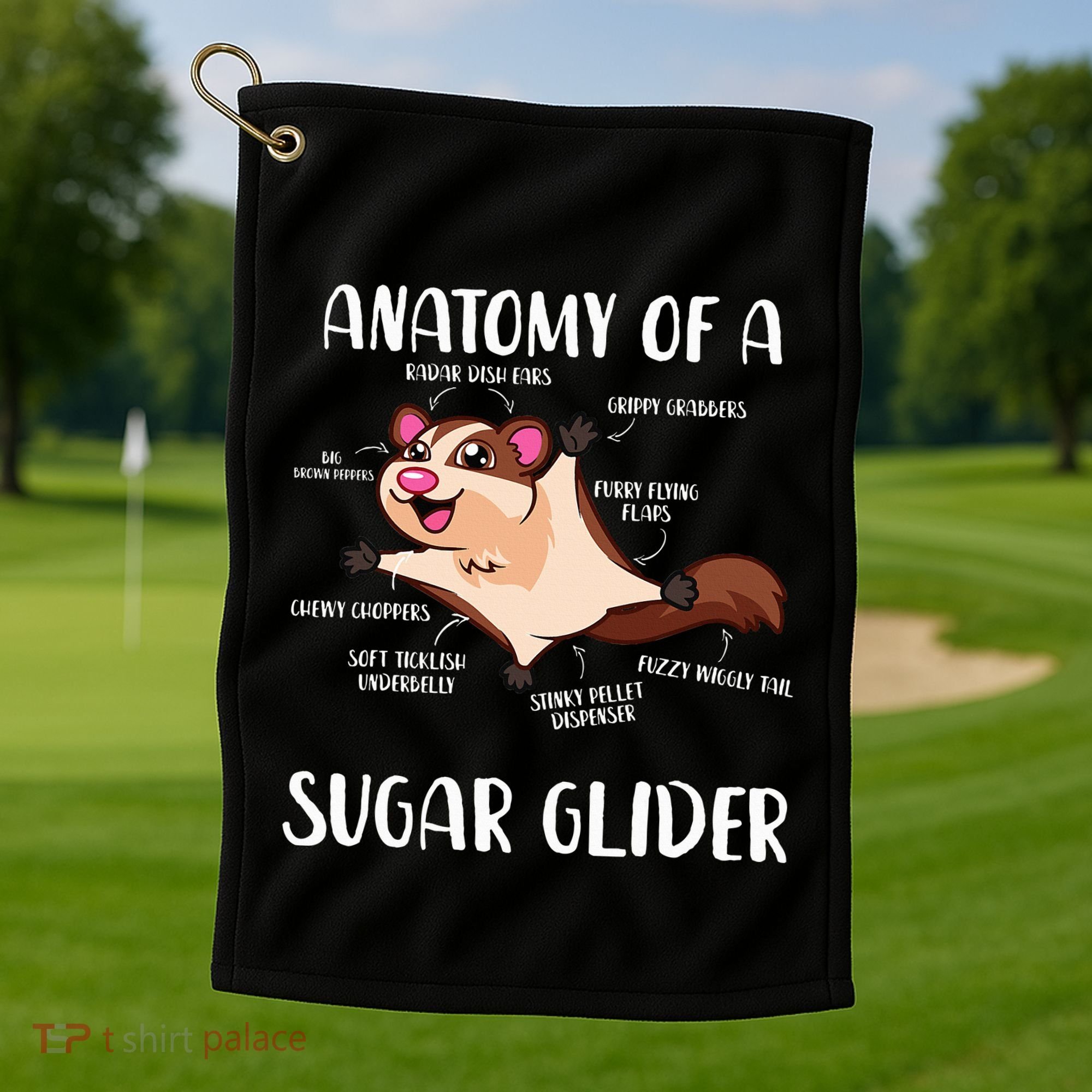 Anatomy Of A Sugar Glider Funny Cute Sugar Glider Gift Golf Towel