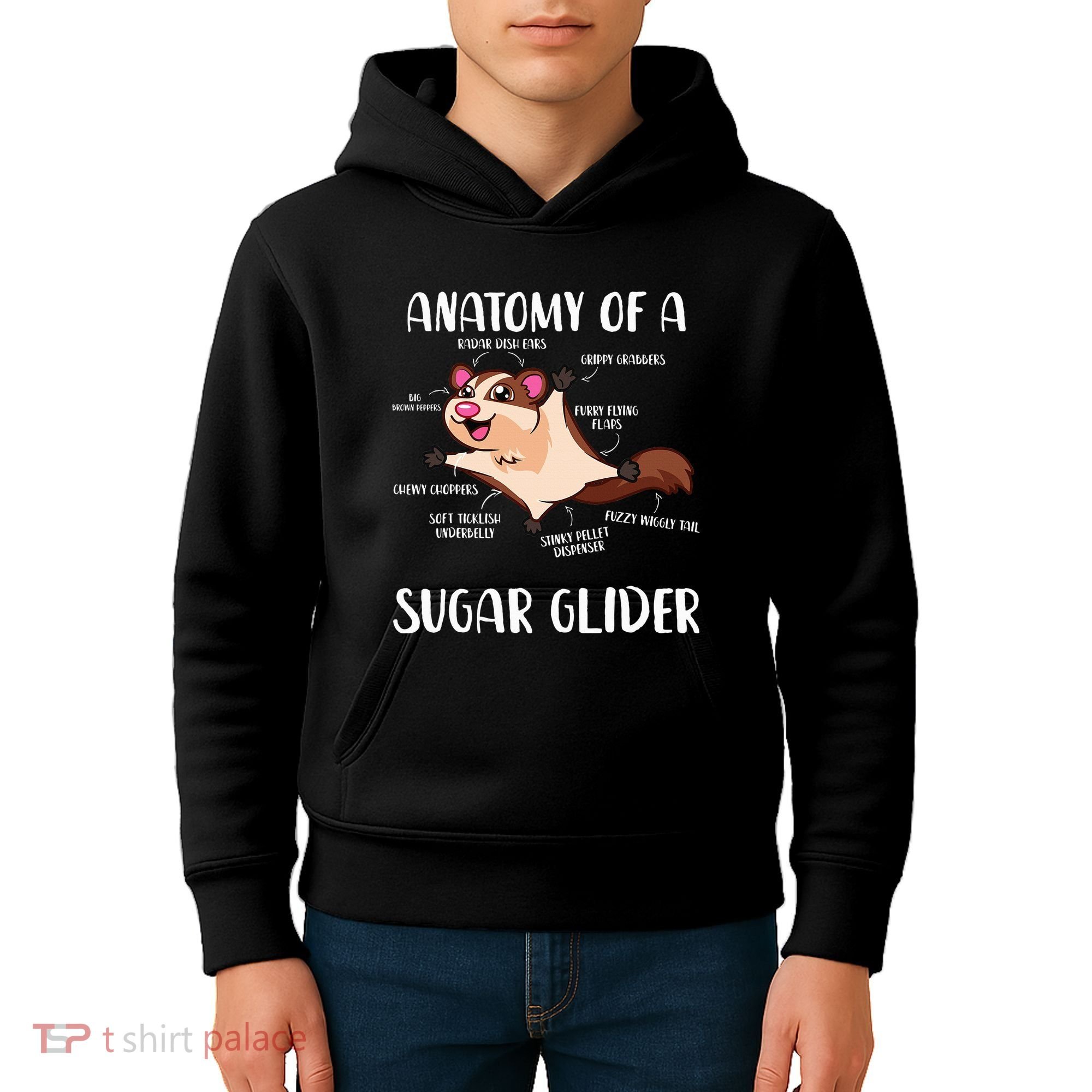 Anatomy Of A Sugar Glider Funny Cute Sugar Glider Gift Kids Hoodie