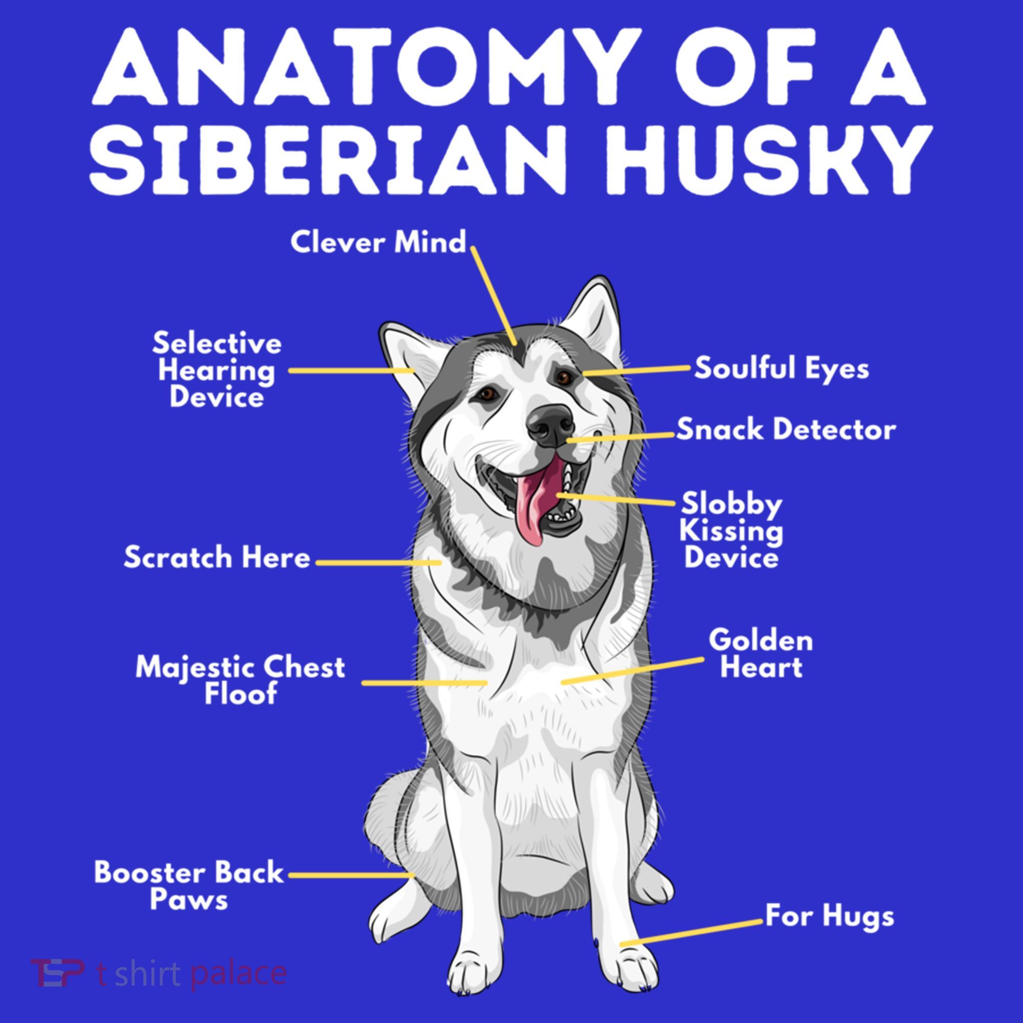 Anatomy Of A Siberian Husky Cool Gift Funny Sibe Owner Dog Lover Gift T-Shirt