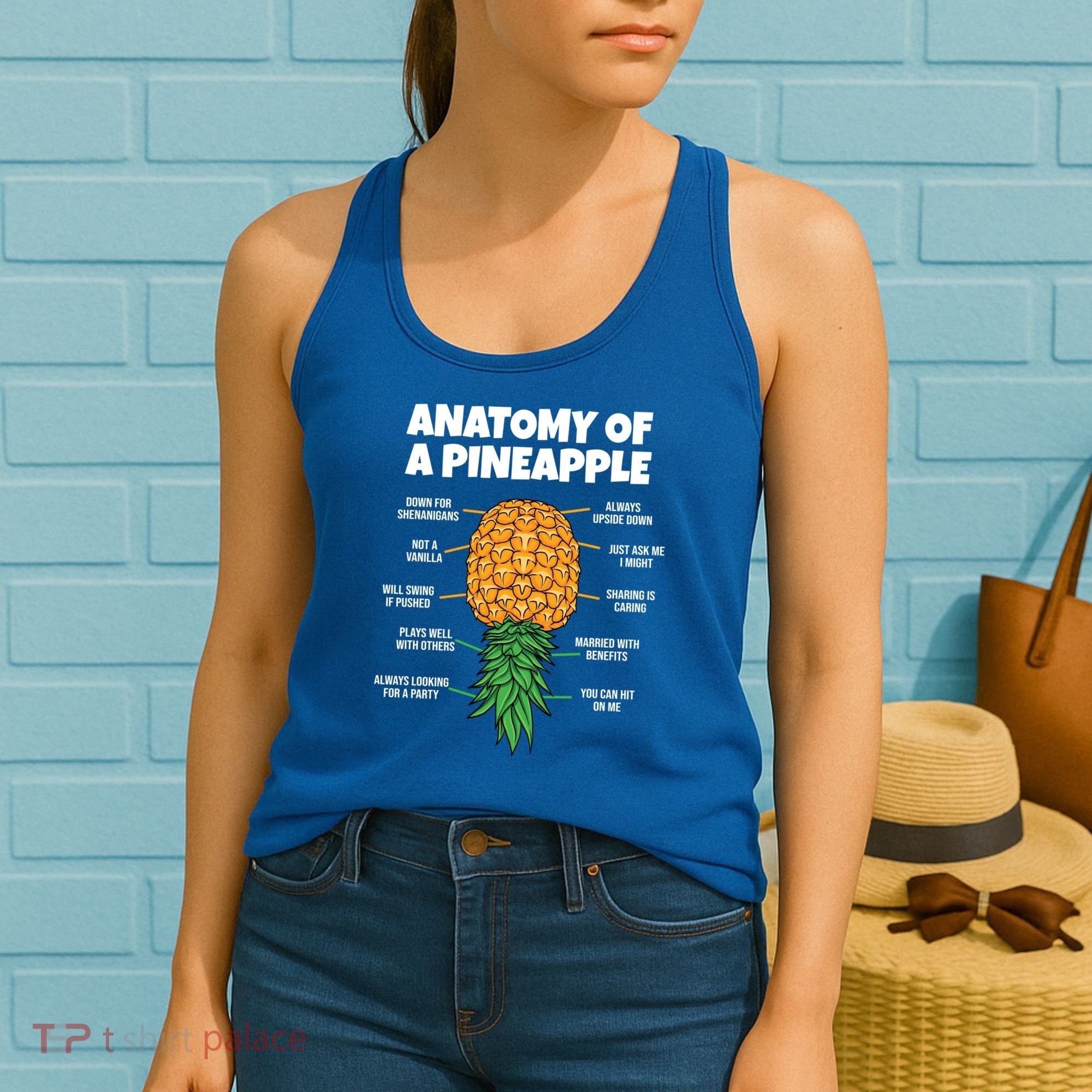 Anatomy Of A Pineapple Swinger Funny Upside Down Pineapple Great Gift Women's Tank Top