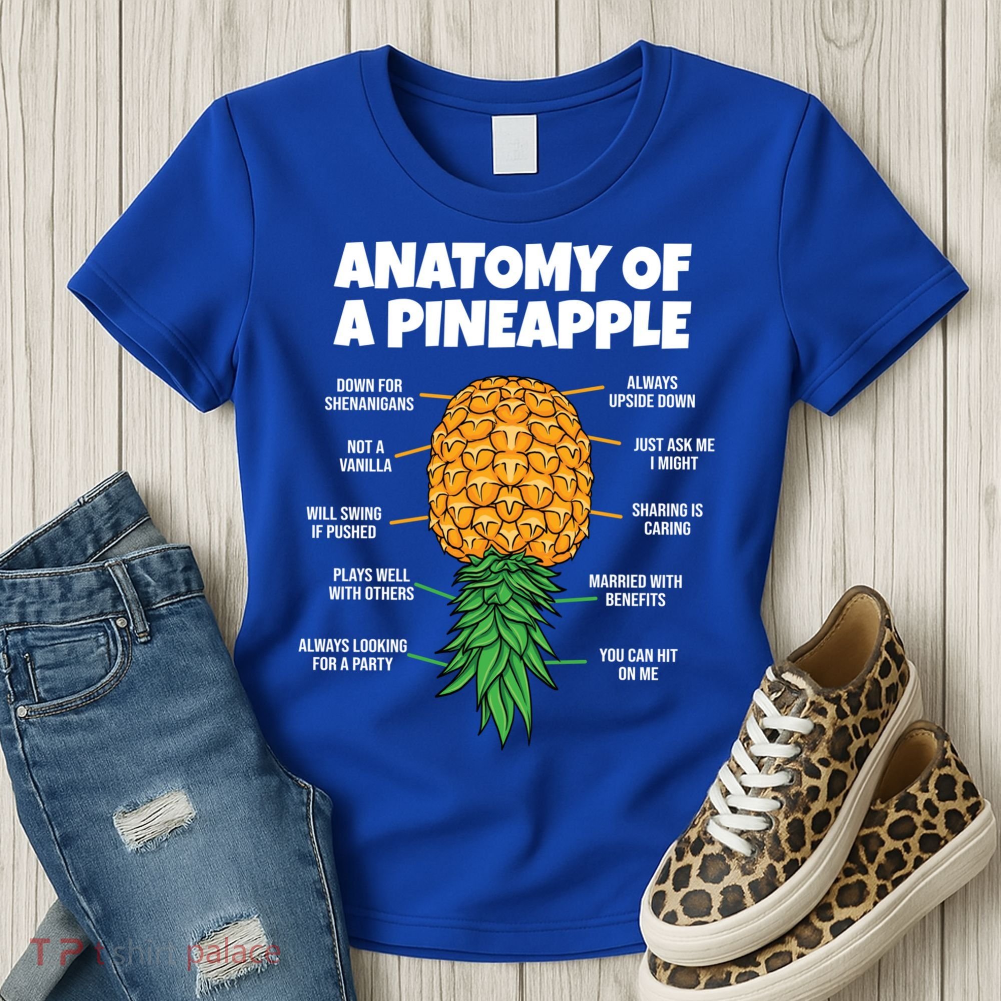 Anatomy Of A Pineapple Swinger Funny Upside Down Pineapple Great Gift Women's T-Shirt