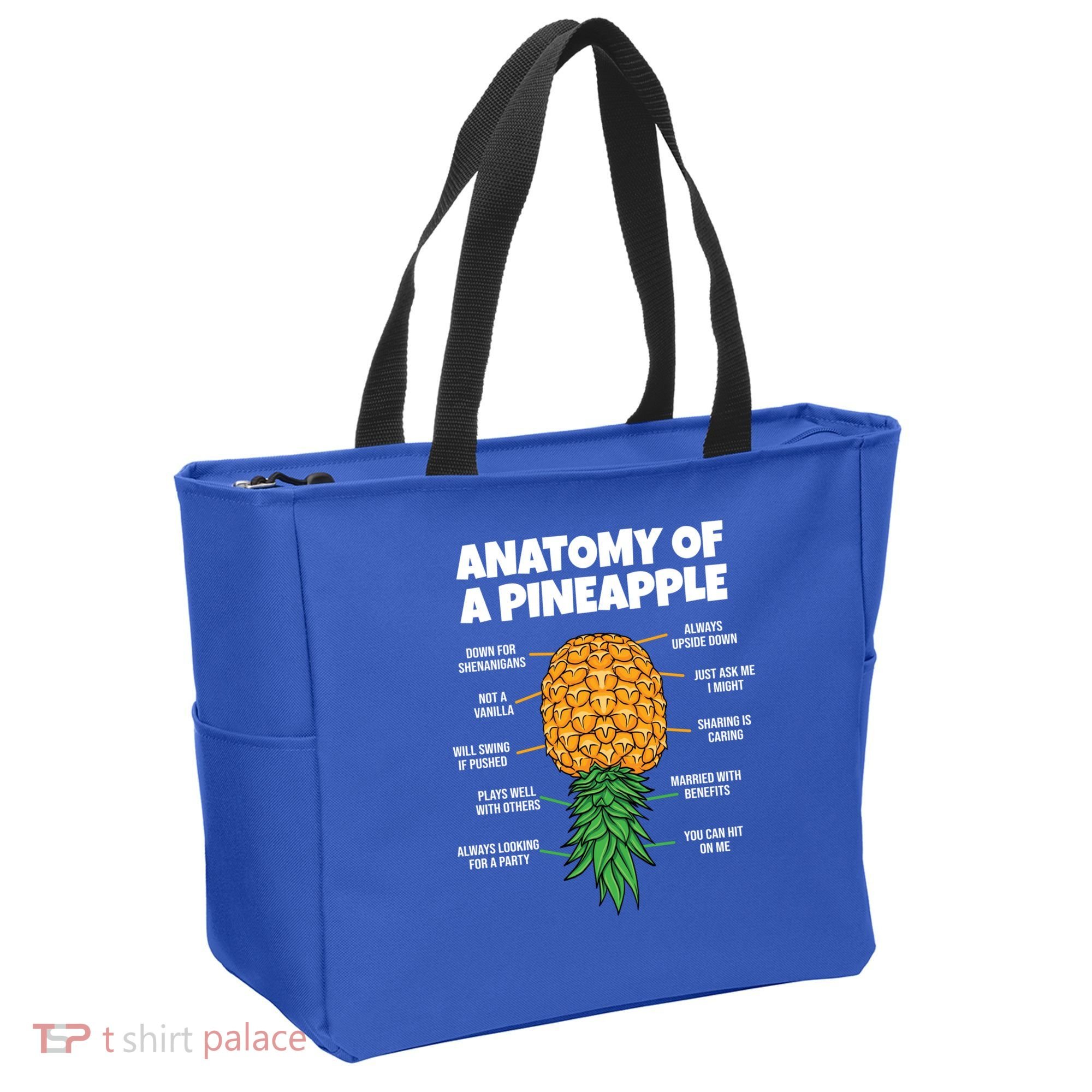 Anatomy Of A Pineapple Swinger Funny Upside Down Pineapple Great Gift Tote Bag