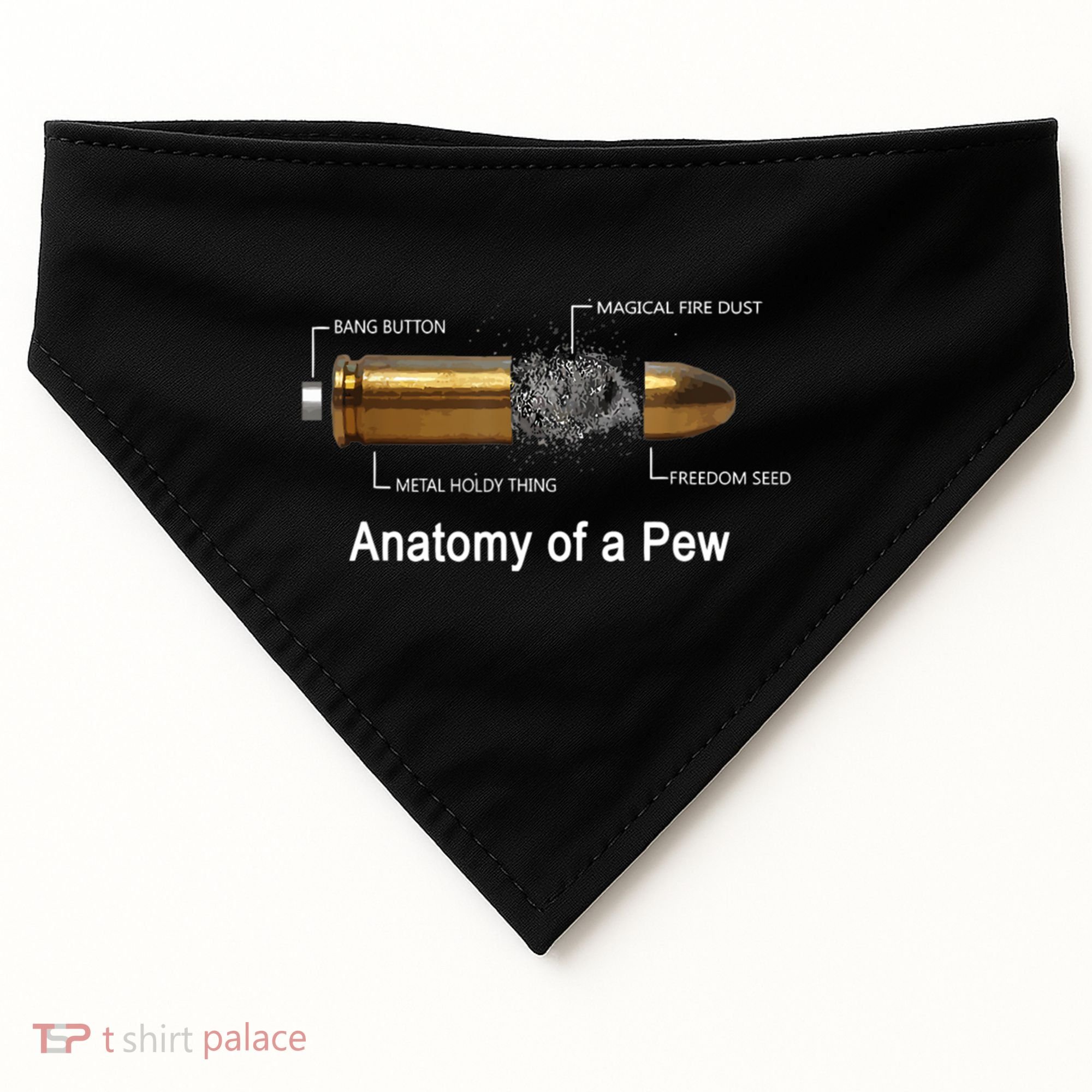 Anatomy Of A Pew Labeled Gift USA-Made Doggie Bandana