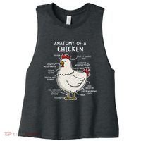 Anatomy Of A Chicken Country Farm Women's Racerback Cropped Tank thumb 0