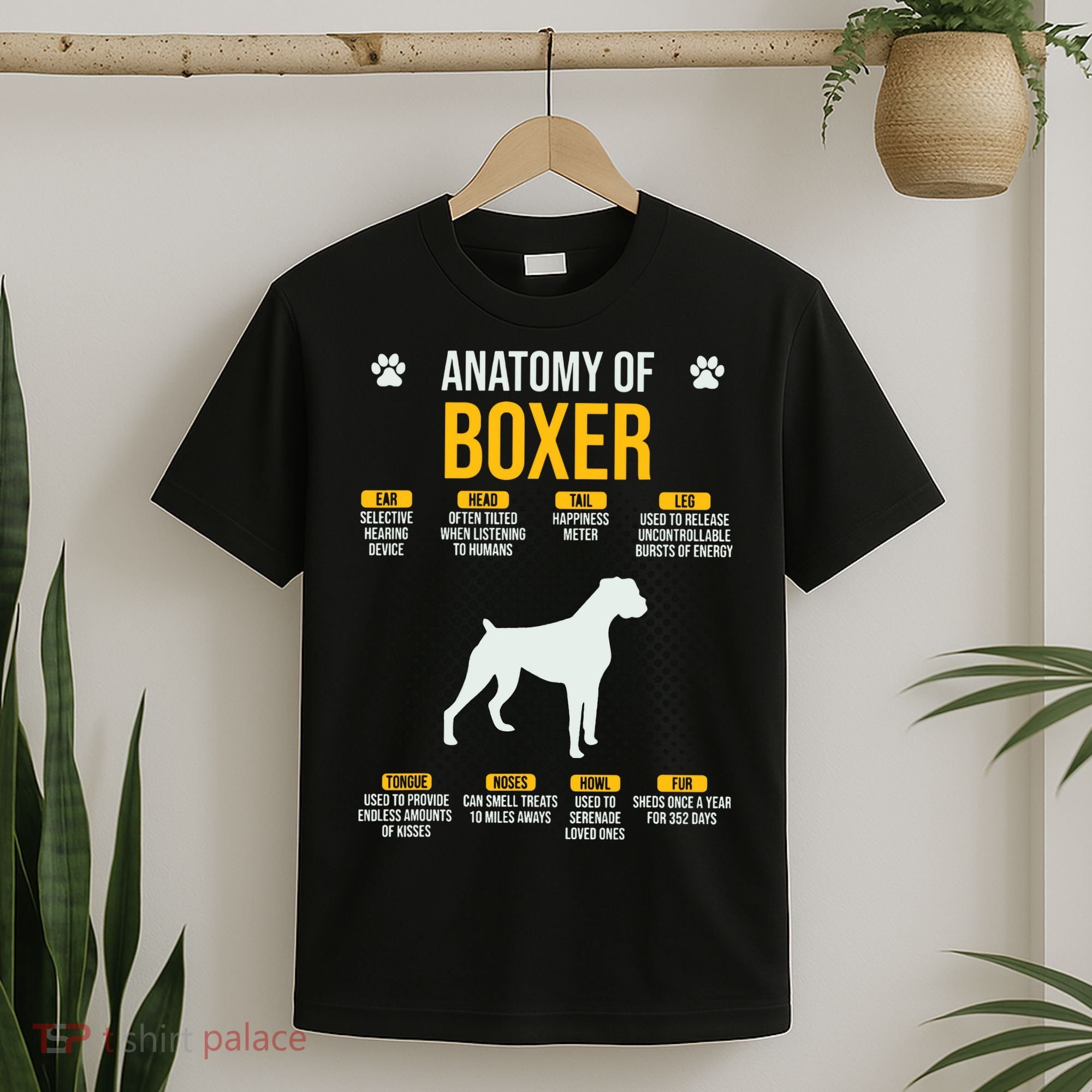 Anatomy Of Boxer Dog Lover Funny T-Shirt