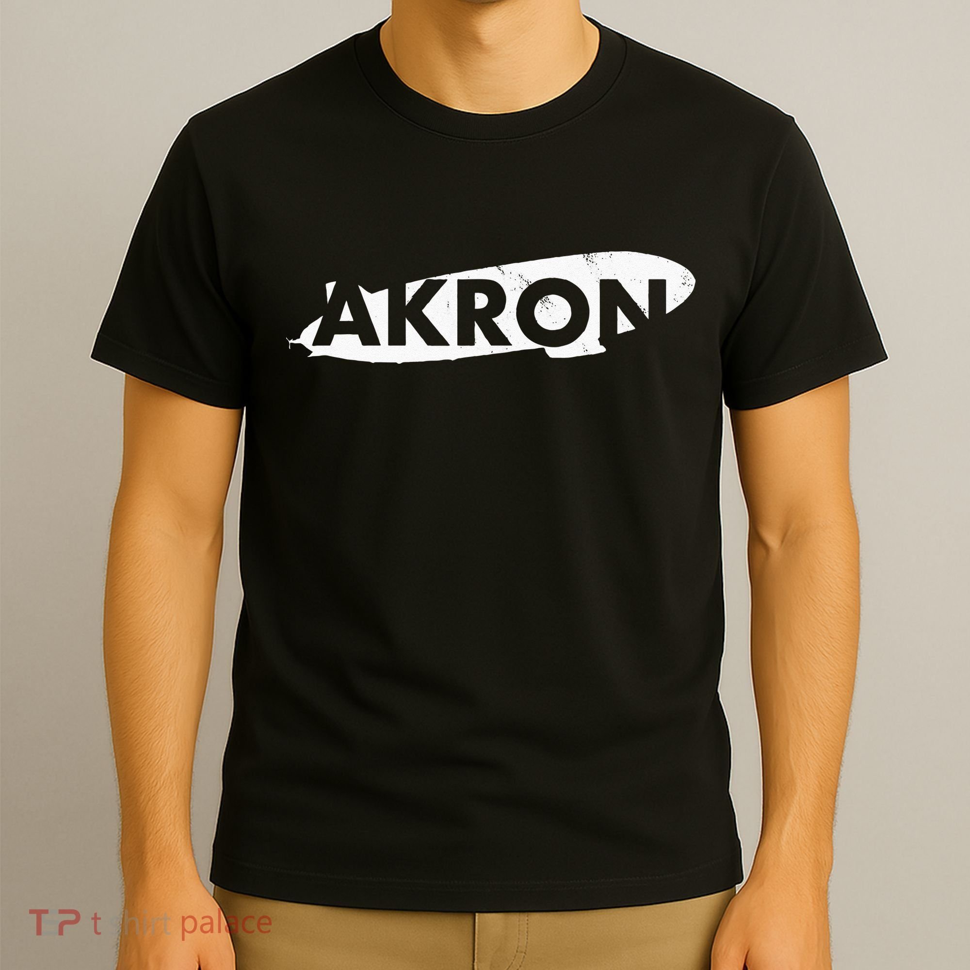 Akron Ohio Blimp Over Summit County Vintage Distressed Style T-Shirt