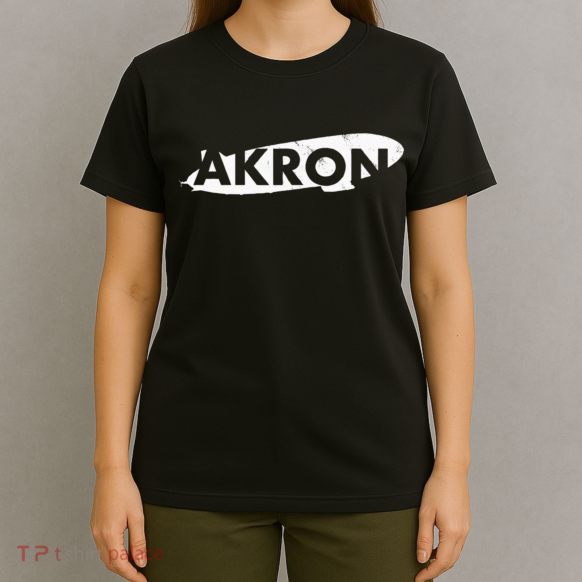 Akron Ohio Blimp Over Summit County Vintage Distressed Style T-Shirt