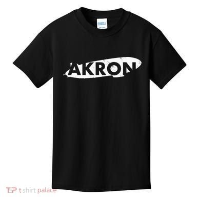 Akron Ohio Blimp Over Summit County Vintage Distressed Style Kids T-Shirt