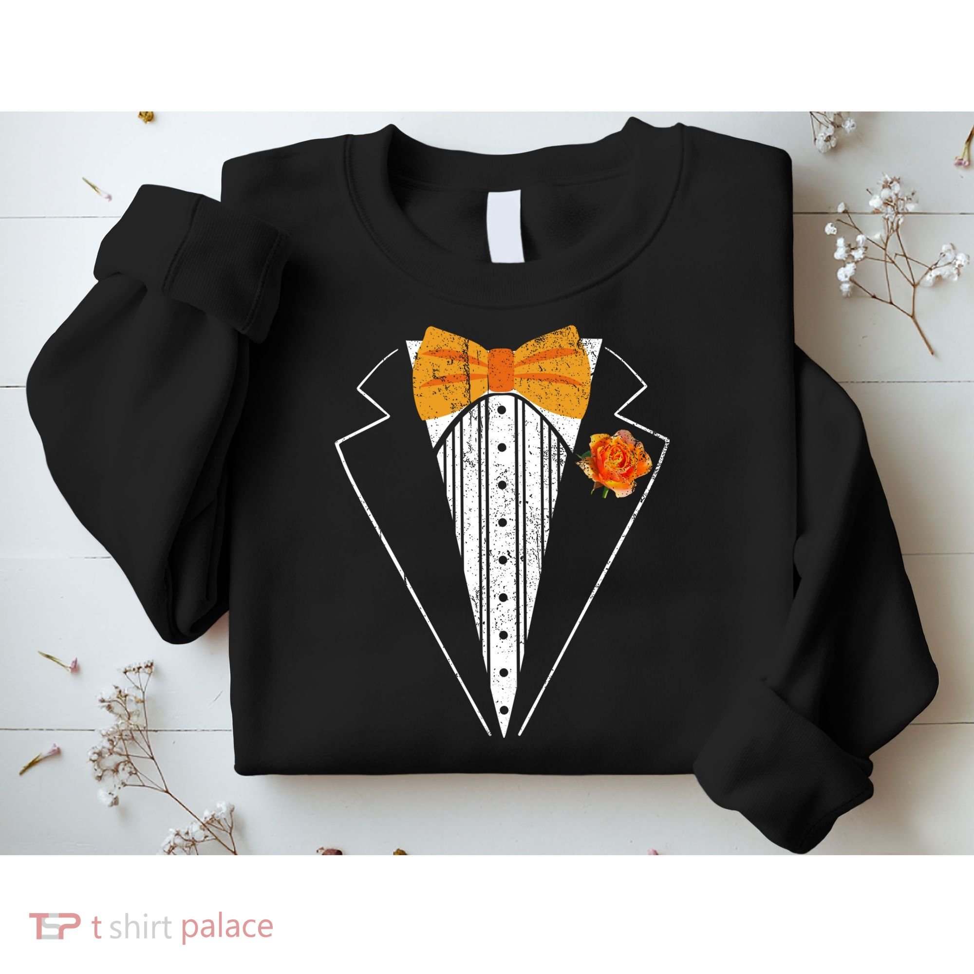 Adult Orange Bowtie Tuxedo Costume Tux Retro Sweatshirt