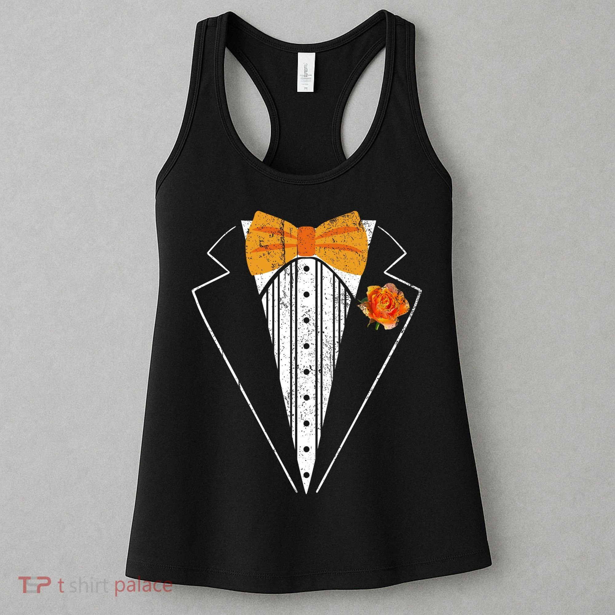 Adult Orange Bowtie Tuxedo Costume Tux Retro Women's Tank Top