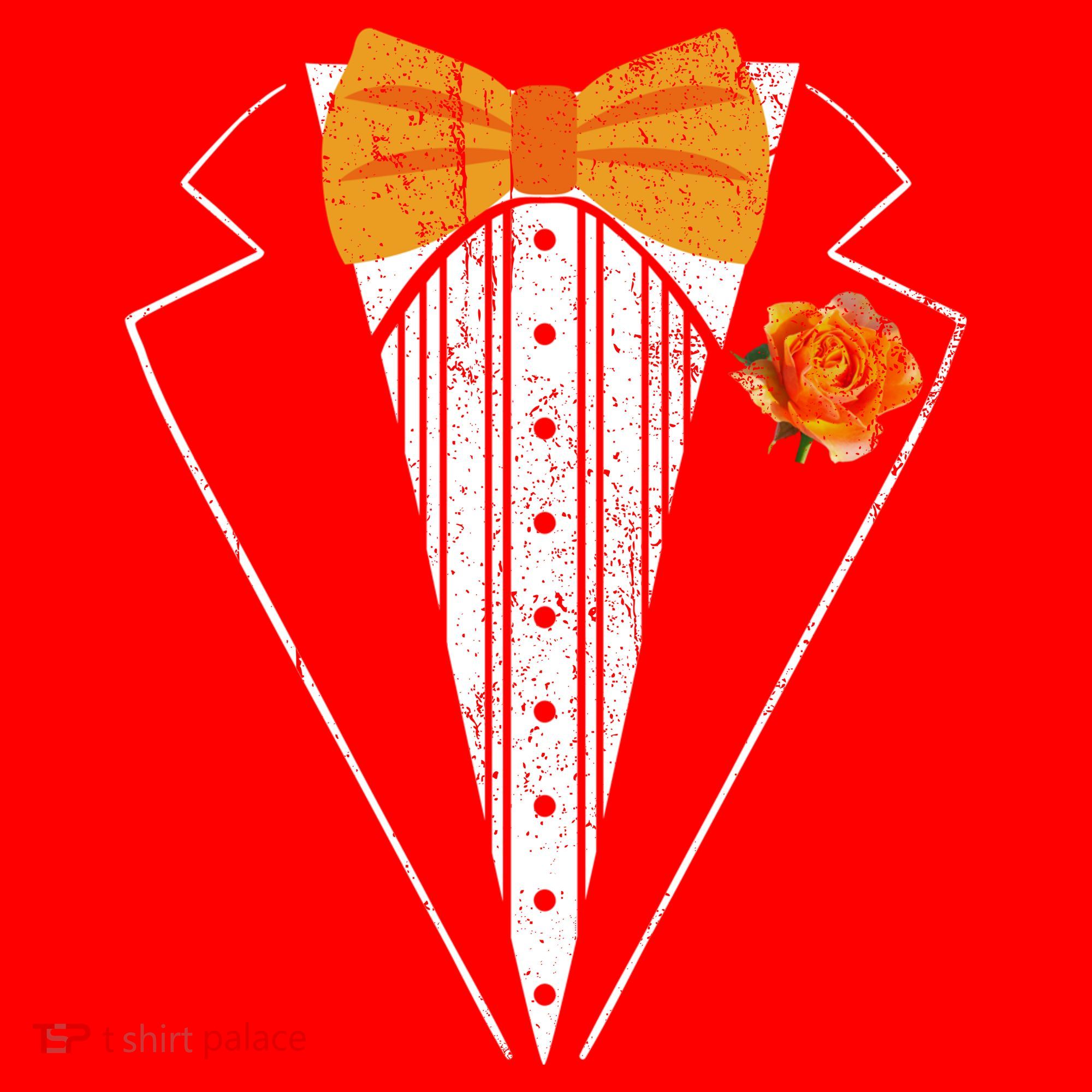 Adult Orange Bowtie Tuxedo Costume Tux Retro Santa Hat