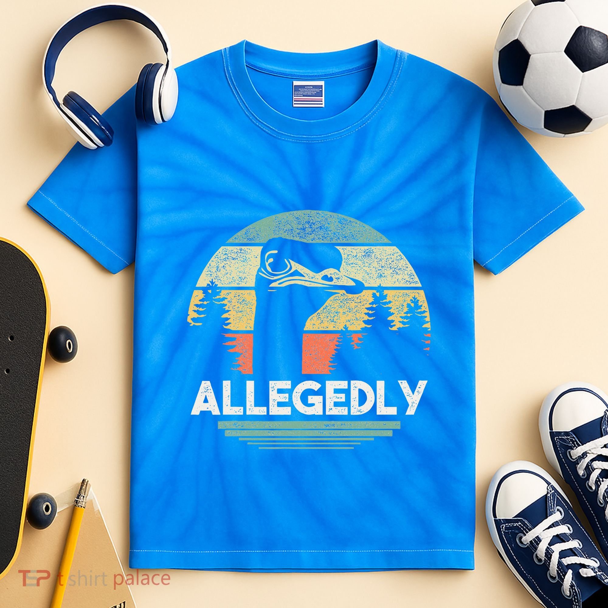Allegedly Ostrich Bird Lover Kids Tie-Dye T-Shirt