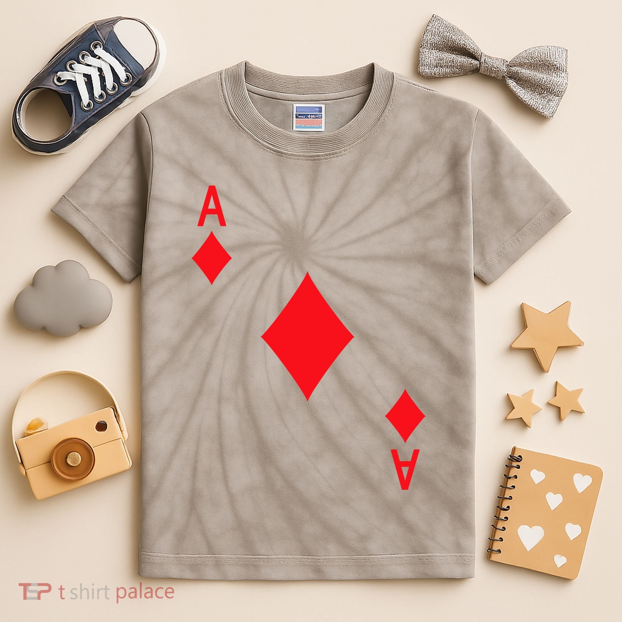 Ace Of Diamonds Playing Card Kids Tie-Dye T-Shirt