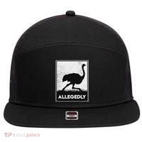 Allegedly Ostrich Funny Flightless Bird 7 Panel Mesh Trucker Snapback Hat thumb 0