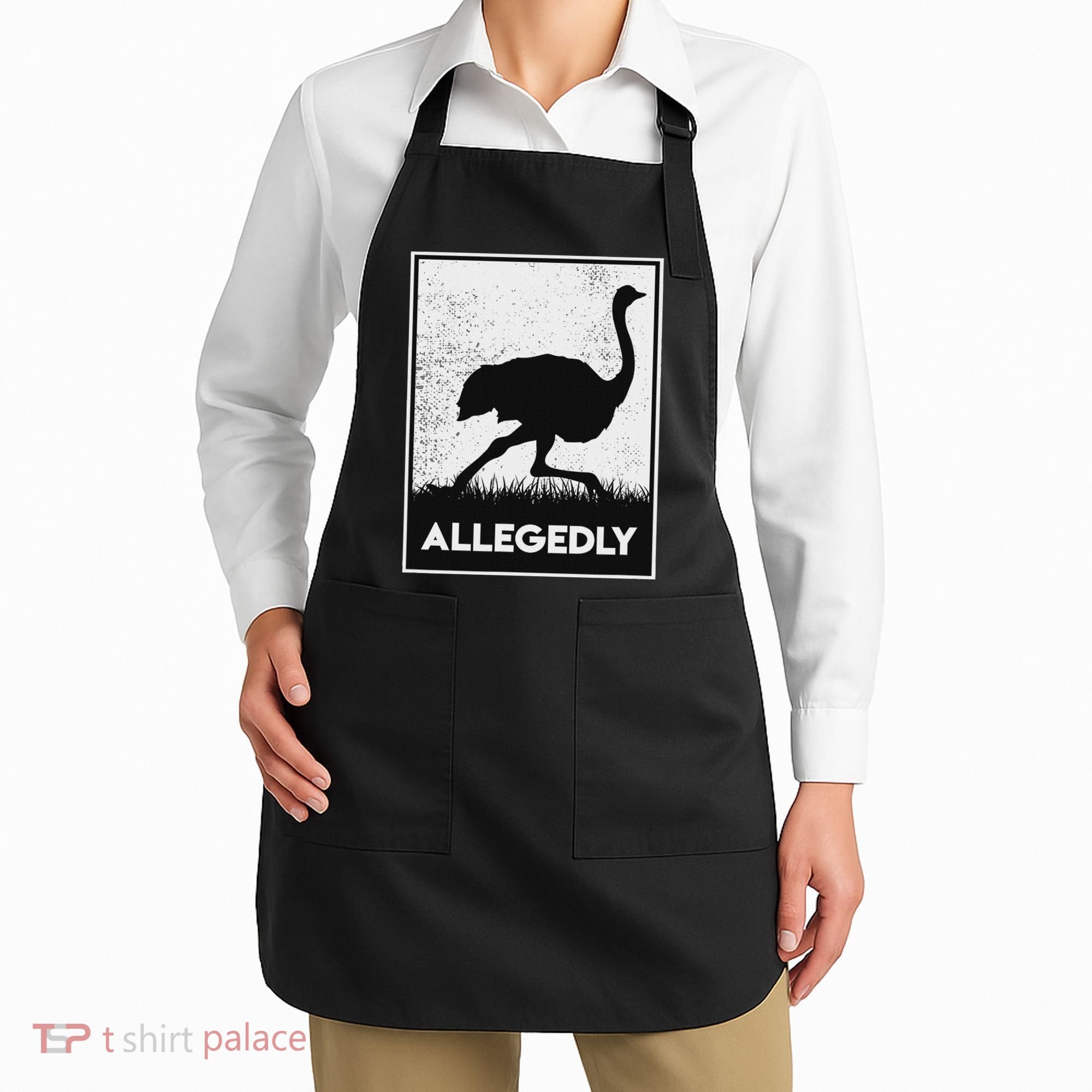 Allegedly Ostrich Funny Flightless Bird Apron