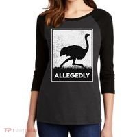 Allegedly Ostrich Funny Flightless Bird Women's Tri-Blend 3/4-Sleeve Raglan Shirt thumb 2