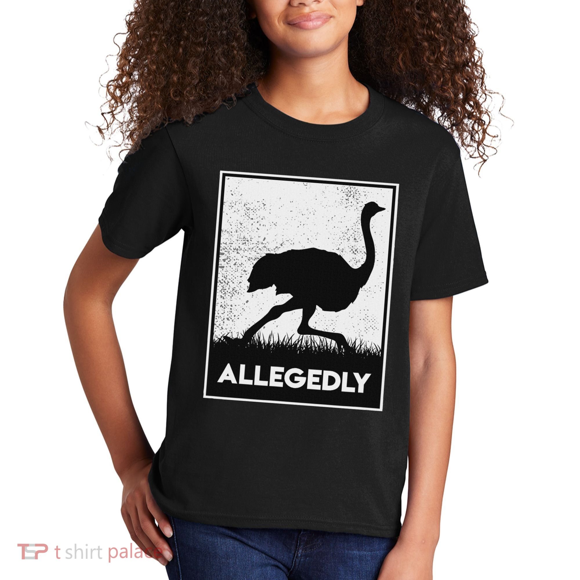 Allegedly Ostrich Funny Flightless Bird Kids T-Shirt