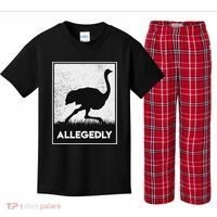 Allegedly Ostrich Funny Flightless Bird Kids Plaid Pajama Set thumb 0