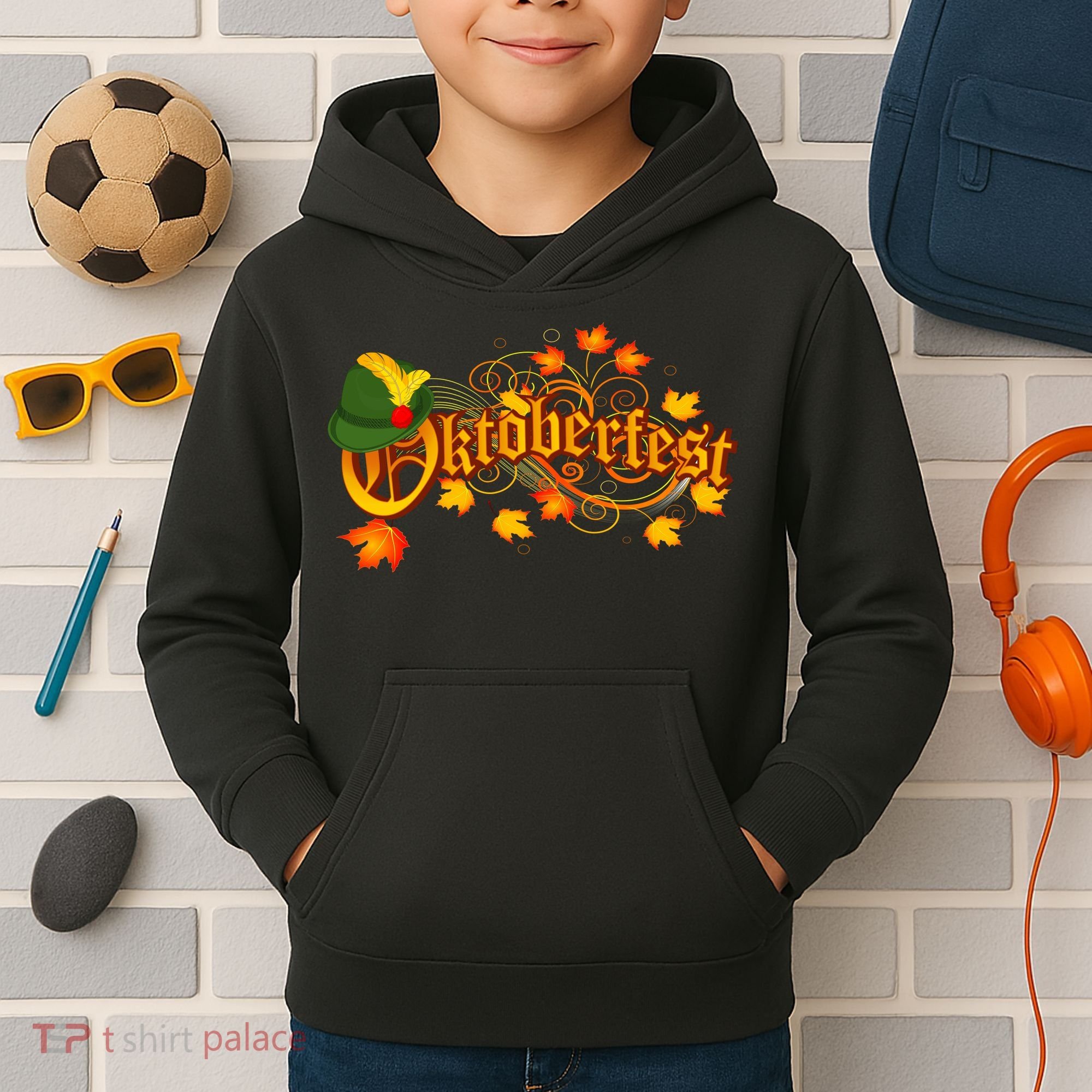 Autumn Oktoberfest Fall Leaves Kids Hoodie