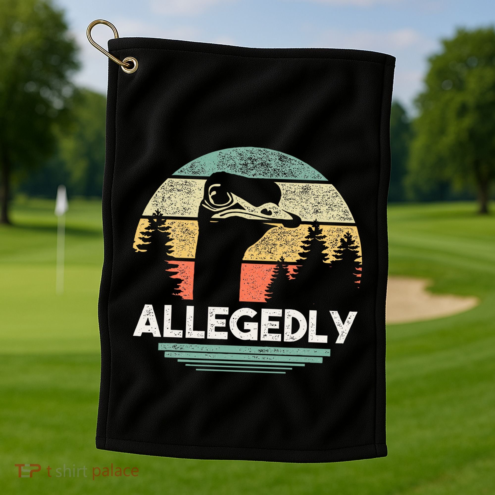 Allegedly Ostrich Funny Bird Lover Golf Towel