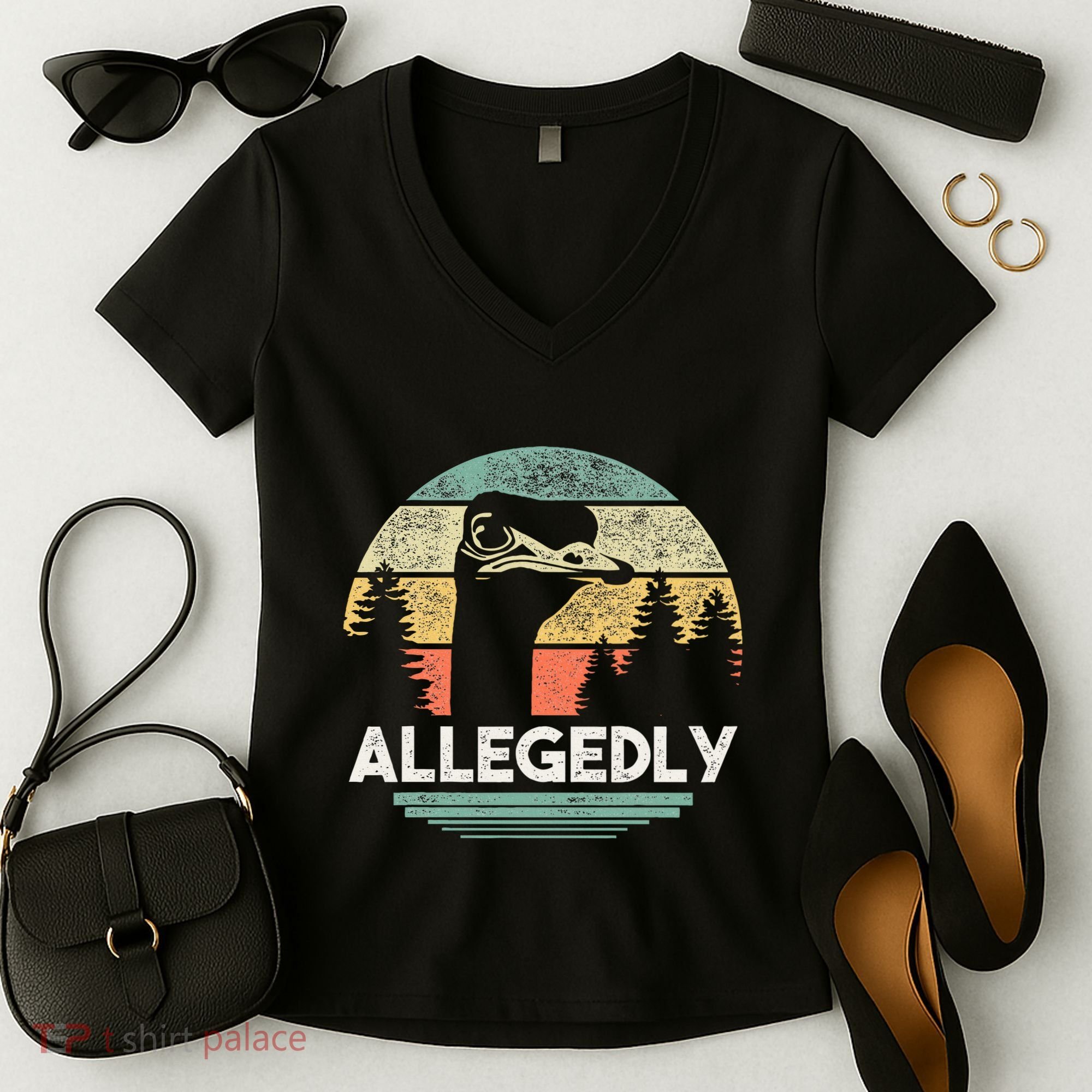 Allegedly Ostrich Funny Bird Lover Women's V-Neck T-Shirt