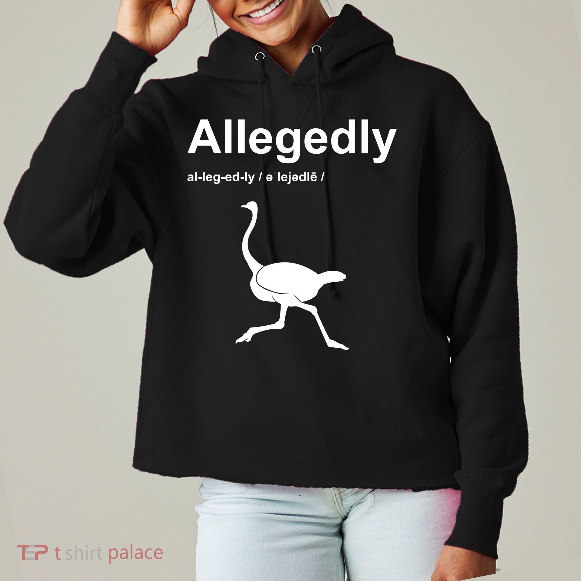 Allegedly Ostrich Funny Ladies Heavyweight Boxy Pullover Hoodie