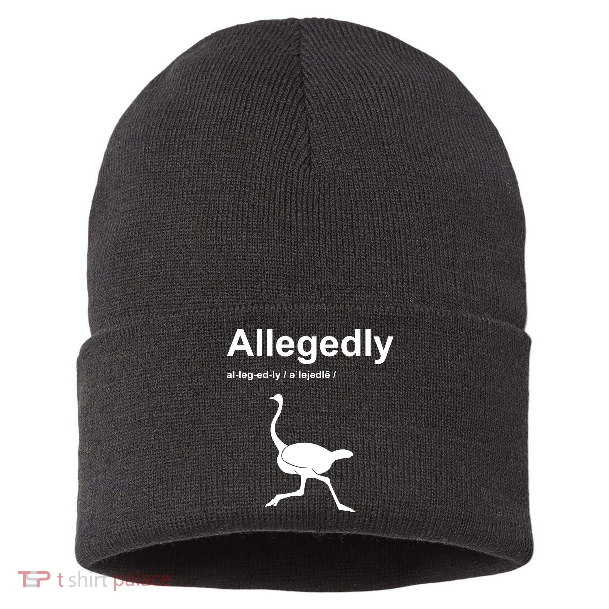 Allegedly Ostrich Funny Sustainable Knit Beanie