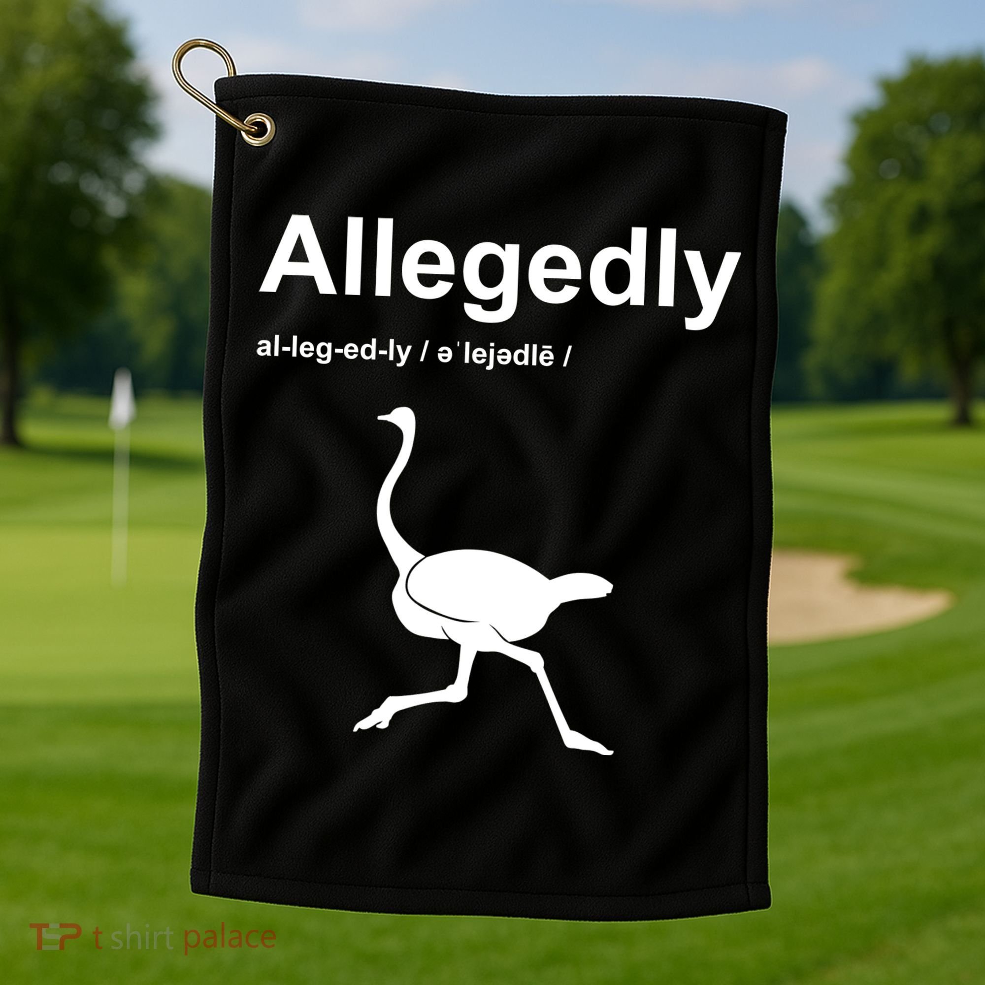 Allegedly Ostrich Funny Golf Towel