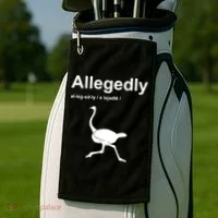 Allegedly Ostrich Funny Golf Towel thumb 2