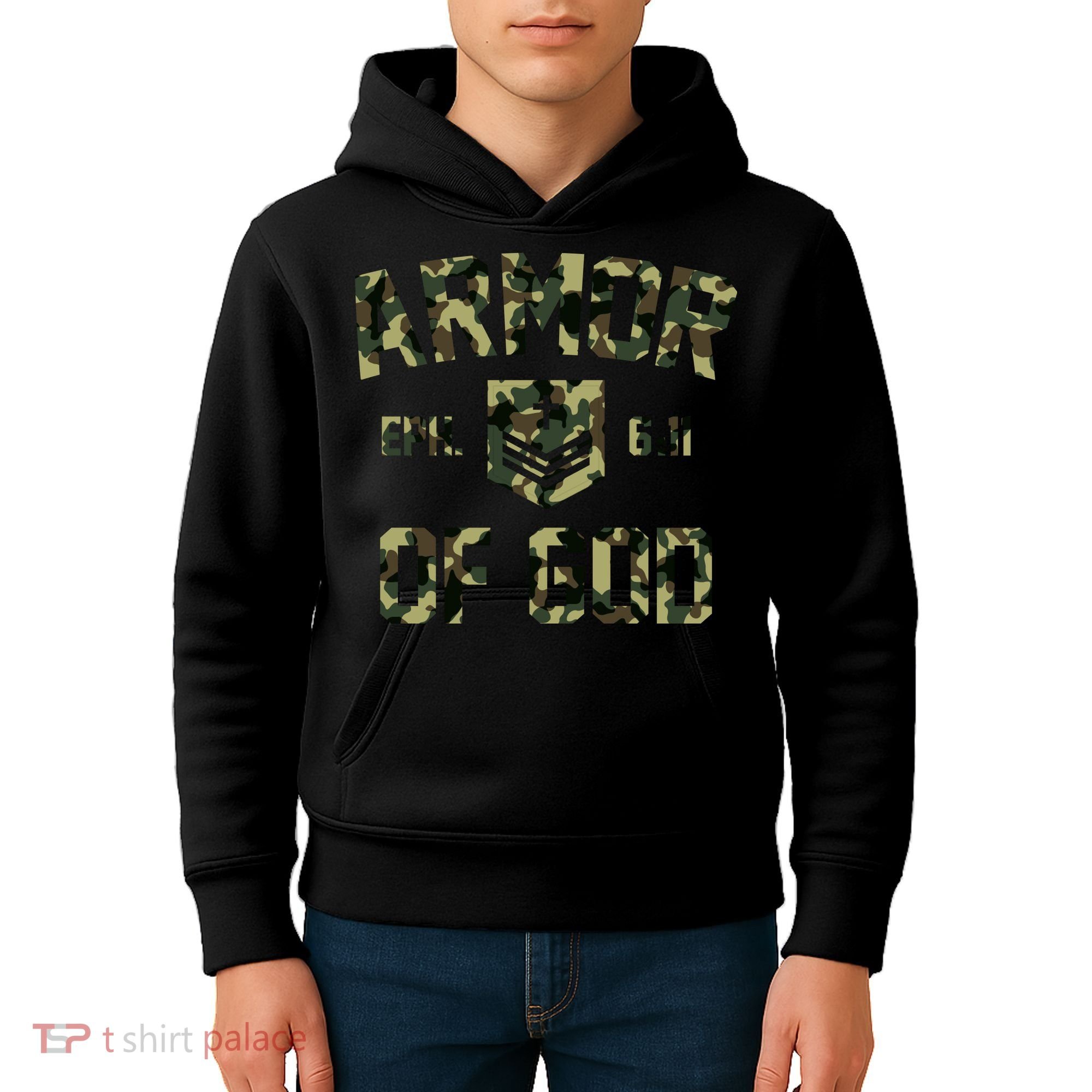 Armor Of God Military Camo Camouflage Kids Hoodie