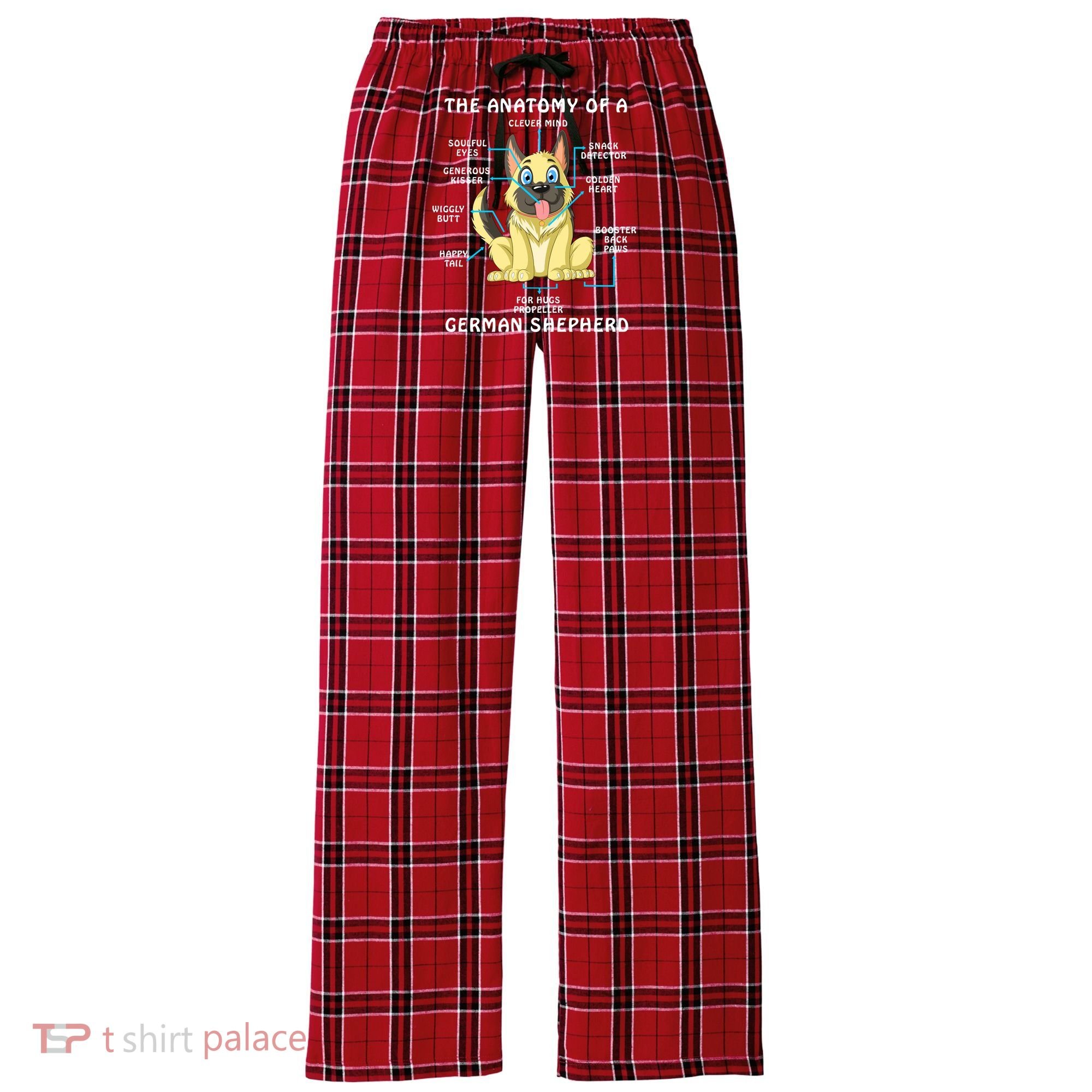 Anatomy Of German Shepherd Women's Flannel Plaid Pajama Pants