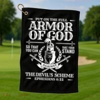 Armor Of God Christian Bible Verse Religious Cool Gift Golf Towel thumb 1