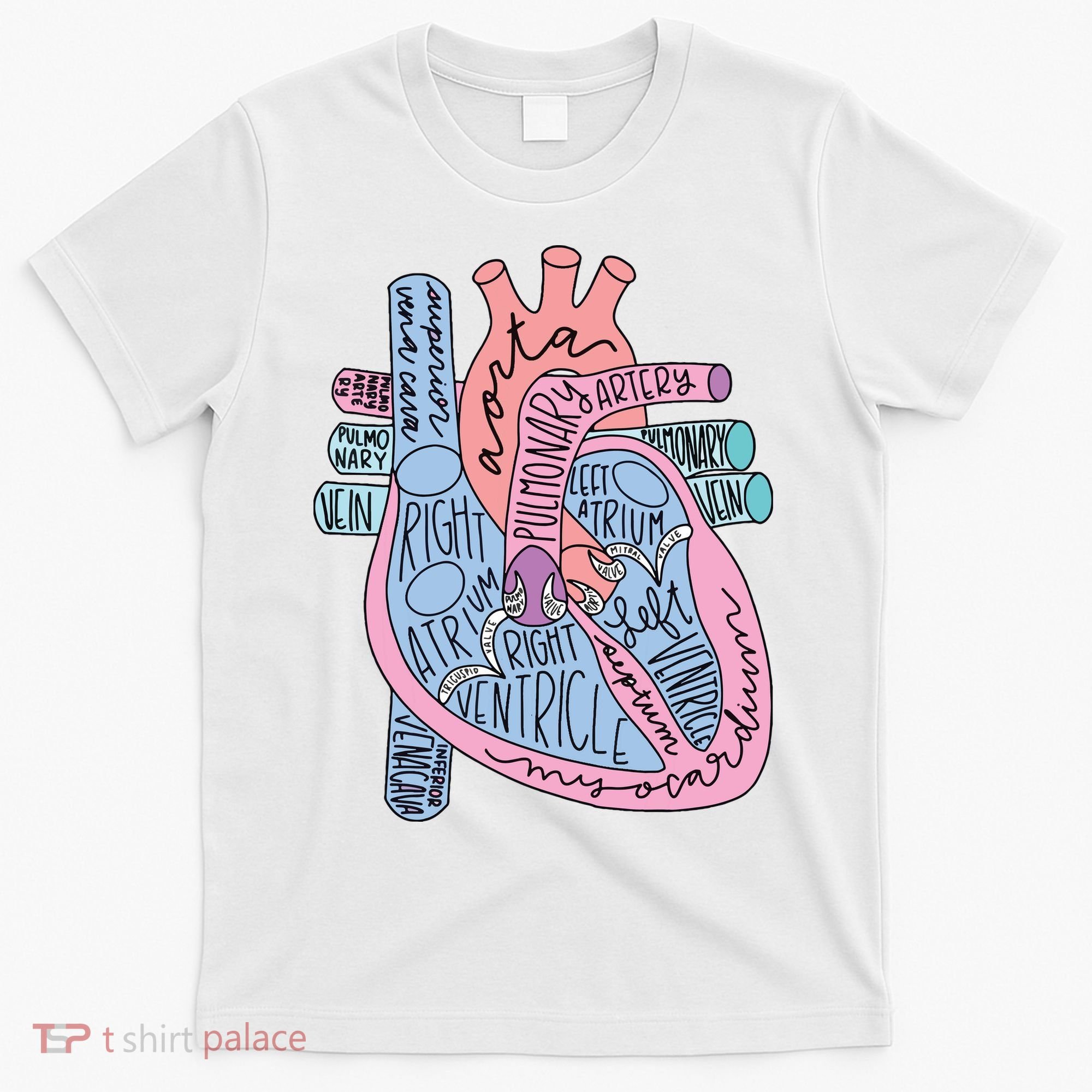Anatomical Of Heart Cardiac Nurse Practioner Sonographer T-Shirt