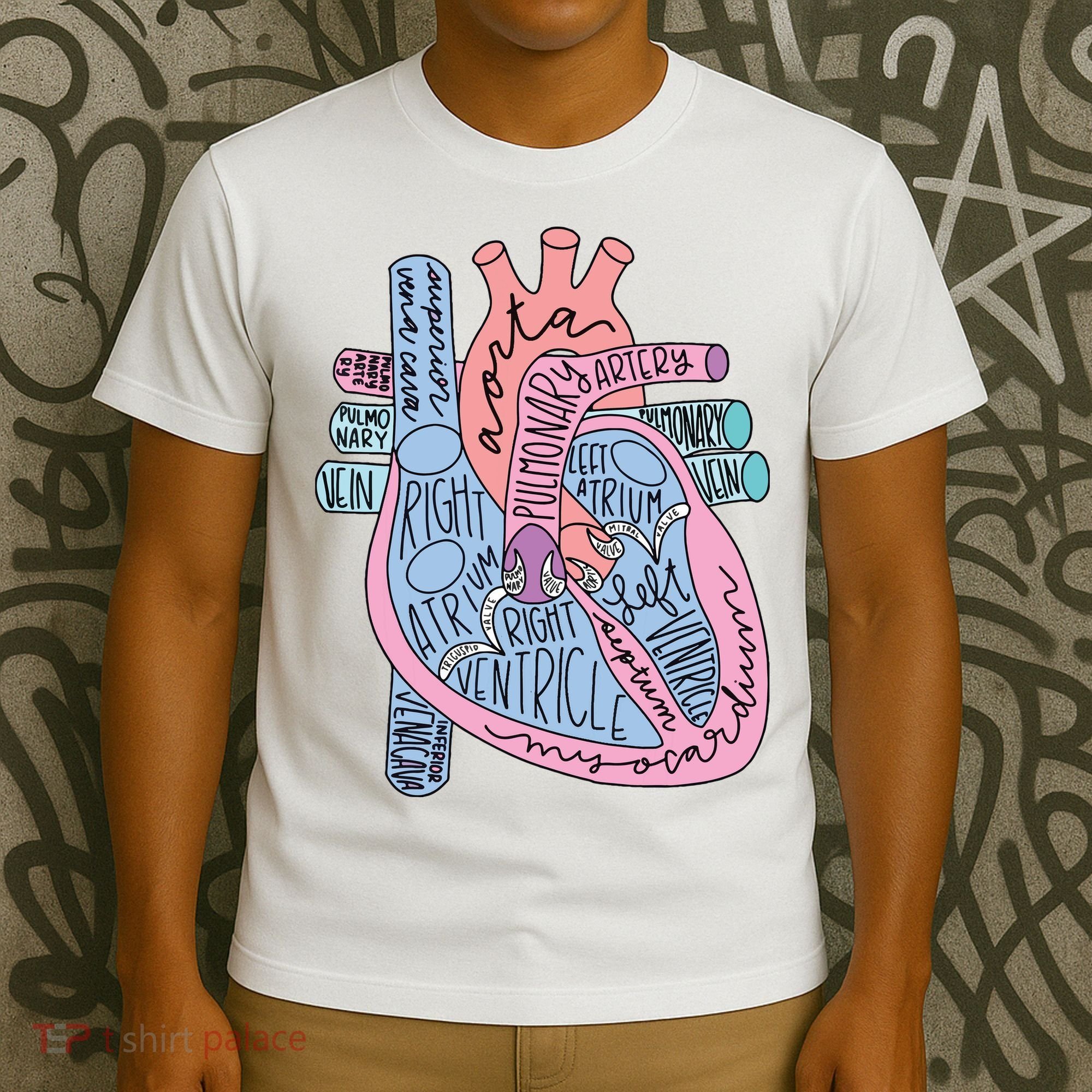 Anatomical Of Heart Cardiac Nurse Practioner Sonographer T-Shirt
