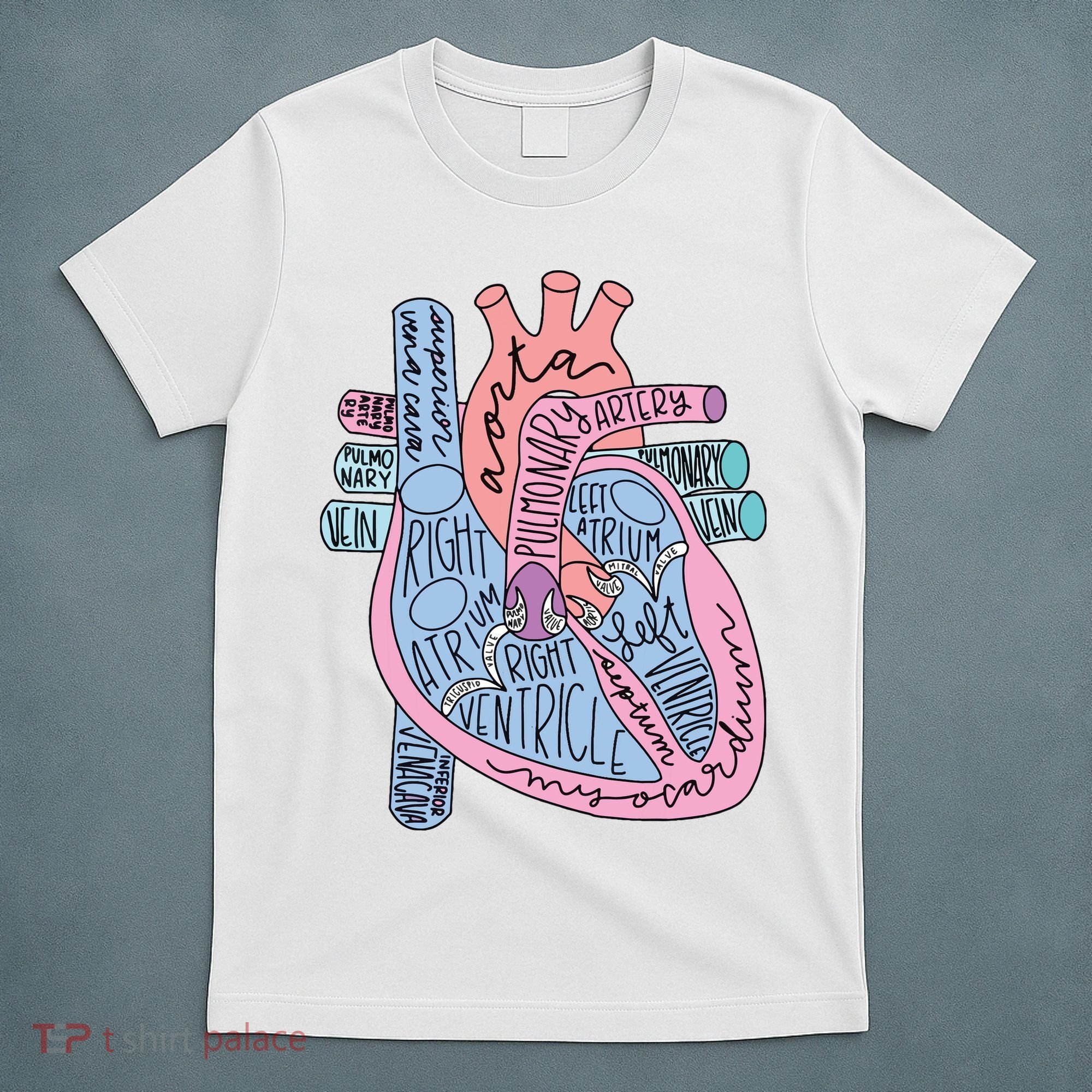 Anatomical Of Heart Cardiac Nurse Practioner Sonographer T-Shirt