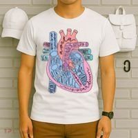 Anatomical Of Heart Cardiac Nurse Practioner Sonographer T-Shirt thumb 6