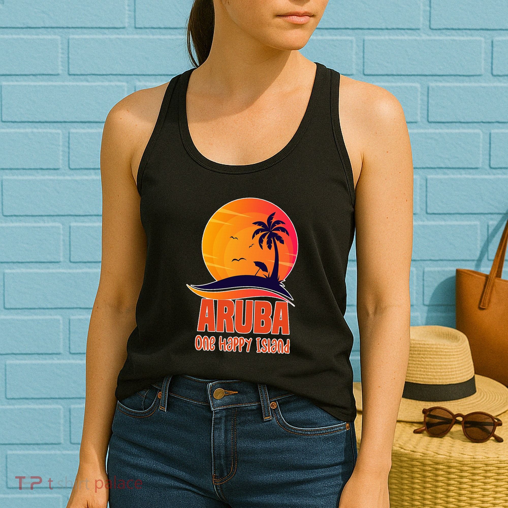 Aruba One Happy Island Beautiful Sunset Beach Women's Tank Top