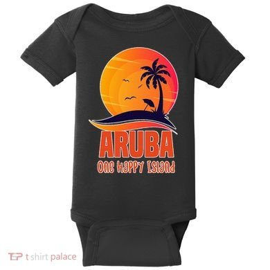Aruba One Happy Island Beautiful Sunset Beach Baby Bodysuit