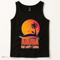Aruba One Happy Island Beautiful Sunset Beach Tank Top thumb 2