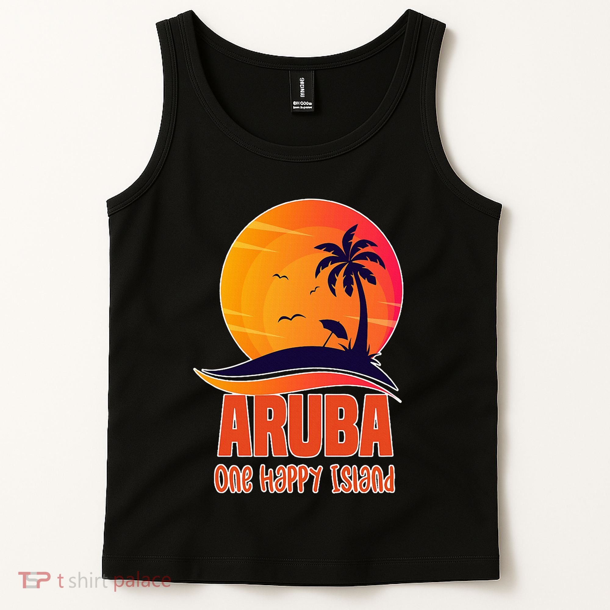 Aruba One Happy Island Beautiful Sunset Beach Tank Top