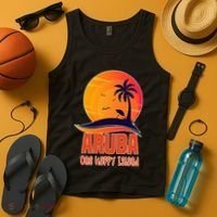 Aruba One Happy Island Beautiful Sunset Beach Tank Top thumb 4