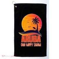 Aruba One Happy Island Beautiful Sunset Beach Golf Towel thumb 0