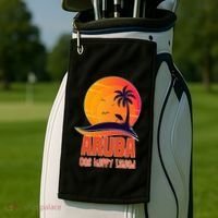 Aruba One Happy Island Beautiful Sunset Beach Golf Towel thumb 2