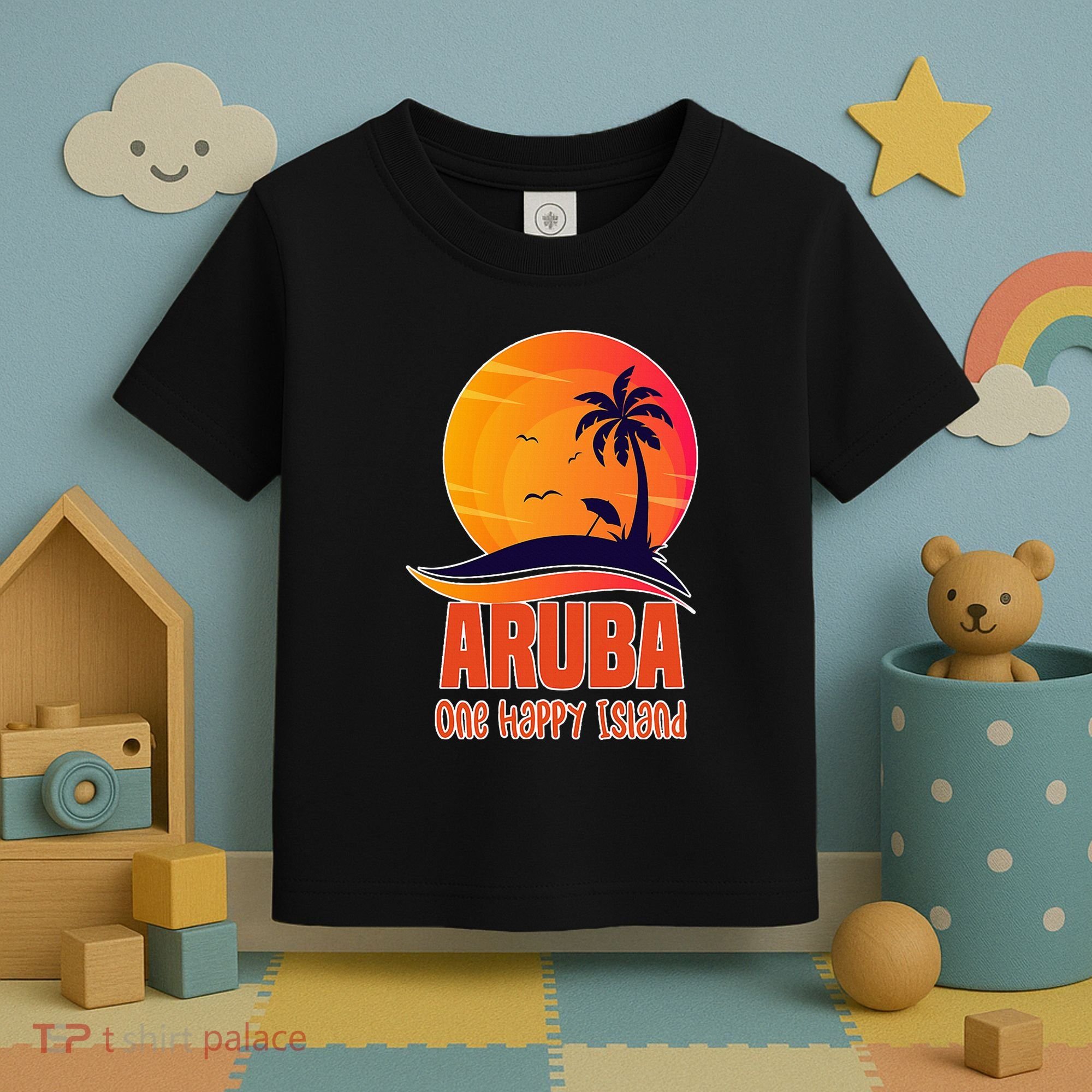 Aruba One Happy Island Beautiful Sunset Beach Toddler T-Shirt