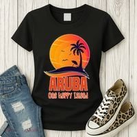 Aruba One Happy Island Beautiful Sunset Beach Women's T-Shirt thumb 3